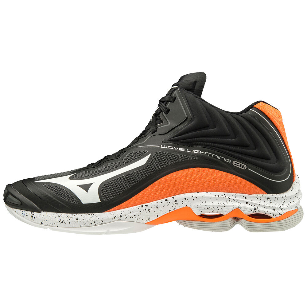 Mens Mizuno Wave Lightning Z6 Mid Volleyball Shoes Black/White/Orange Philippines (UACGJK521)